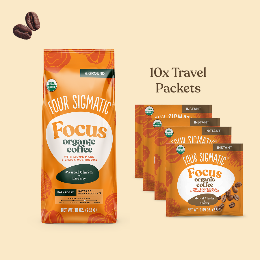 Focus Ground Coffee + 10 Instant Coffee Travel Packets - Energy Blend