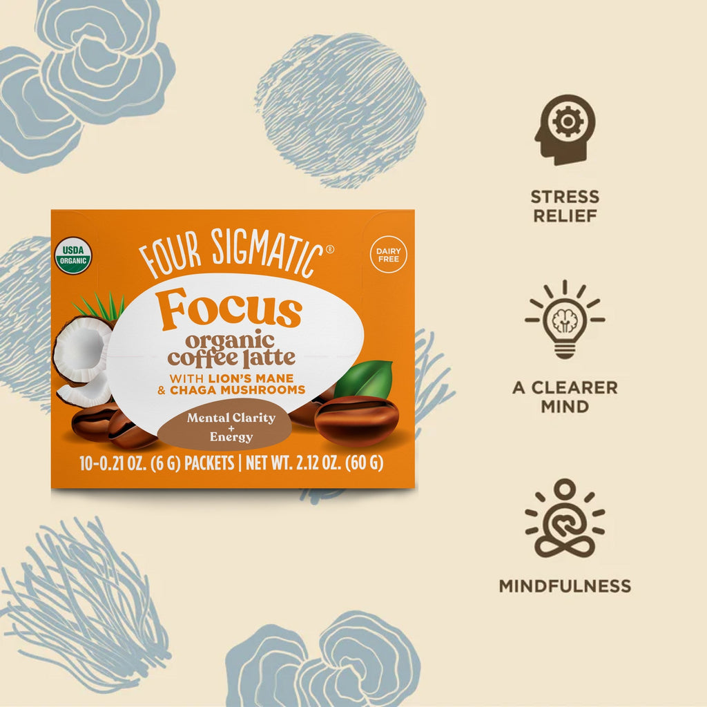 Focus Instant Coffee Latte, Packets - Mushroom Coffee