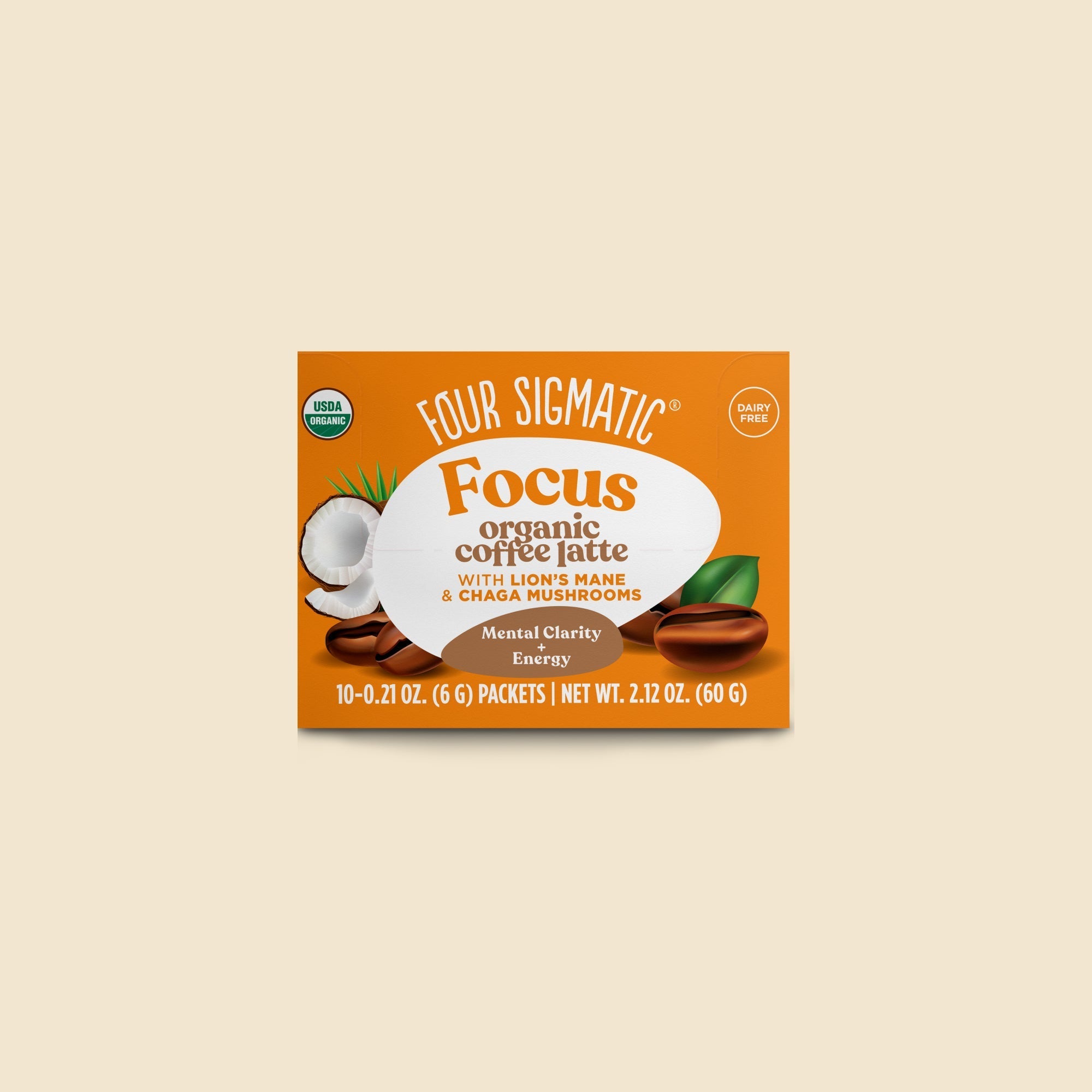Focus Instant Coffee Latte, Packets - Mushroom Coffee